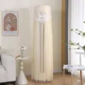 Copertura antipolvere per condizionatore cilindrico verticale in pizzo elegante beige - Copertura per condizionatore (altezza 170 cm) / Fascino a farfalla - beige