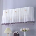 White lace air conditioner cover with floral decor and beaded fringe for home wall units detail view. - Universal for 1-1.5 HP, Length 86 cm / Gradient Purple Beads