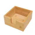 Porte-serviettes carre en bambou pour bureau, boite a mouchoirs en bois avec decoupe en U. - Couleur bois naturel