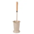 Wooden handle toilet brush set with holder, durable cleaning tool for bathroom hygiene. - Toilet Brush Set 86257