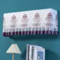 Lace embroidered wall mounted air conditioner dust cover detail, elegant purple floral design. - Universal for 1-1.5 HP (Length Within 86 cm) / European Floral Purple Stay-on Cover