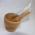 Manual Wooden Garlic Press Mortar and Pestle Set Kitchen Tool for Crushing Herbs Spices - Garlic Mortar and Pestle Set