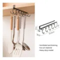 Black under cabinet kitchen utensil holder rack with hooks for spatulas and ladles - Upgraded Double Row / Black