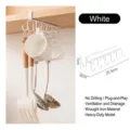 White under-cabinet kitchen storage hook rack with 6 hooks for mugs and utensils - Upgraded Double Row / White