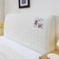 Thickened plush bed headboard cover with cute puppy embroidery soft fleece dustproof protector - Headboard Width 2.2m / Puppy Beige Headboard Cover