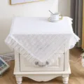 White lace bedside table cover dust proof cloth Nordic style elegant decorative table cover - 80*80cm / Floating Willow