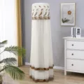 Copertura antipolvere per condizionatore verticale in pizzo cilindro decorazione casa - Universale per Altezza Condizionatore 170 / Raccolto abbondante (garza beige a doppio strato)