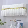 Elegante Spitzen Klimaanlage Staubschutzhuelle Wandmontiert AC Abdeckung mit Perlen - TV-Vollschutzhülle in Candy-Gelb (vor dem Einschalten abnehmen)