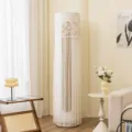 Elegant floral lace vertical cylindrical air conditioner cover dustproof protective soft sleeve - Universal Air Conditioner Cover (Height 180cm) / Plum Blossom Coffee