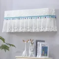 Weisse Spitzen-Klimaanlagen-Staubschutzhülle mit blauen Perlen, elegante Wanddekoration. - TV-Vollschutzhülle in Candy-Blau (vor dem Einschalten abnehmen)