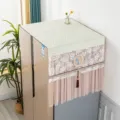 Cubierta antipolvo para refrigerador con encaje y elegante bordado, diseño de tela acolchada. - Puerta única Ancho 55*Fondo 50*Alto 60 cm / Elegancia de peonía rosa