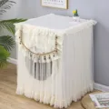 Spitze Waschmaschine Staubschutz Abdeckung Detail, elegante Blumenstickerei Haushaltsgeraet Schutz - Universelle Waschmaschinenabdeckung 60x60x80cm / Kleiner Jade Beige