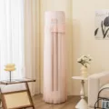 Copertura antipolvere per condizionatore verticale cilindrico in pizzo rosa traspirante - Universale per Altezza Condizionatore 170 / Fiori romantici rosa