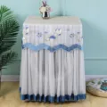 Elegante funda de encaje antipolvo para lavadora con bordado floral, protector decorativo. - Unisex / Azul gardenia
