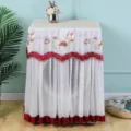 Funda antipolvo para lavadora de encaje con bordado de flores protector de electrodomestico - Unisex / Diseño Gardenia roja