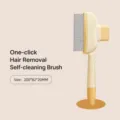 Pet grooming slicker brush with self-cleaning button, banana yellow color, size 200x82mm. - Flat Teeth Comb / Yellow