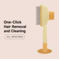 Self-cleaning pet slicker brush for dogs and cats with fine stainless steel pins yellow color - Long and Short Pin Comb / Yellow