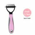 Pet grooming comb for cats and dogs, dual-head undercoat rake with 11 and 6 teeth pink. - Small Dematting Rake / Pink