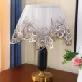 Exquisite lace table lamp cover with delicate embroidery details, elegant home decor accent. - Large European Edge / 56*56CM