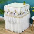 Copertura antipolvere per lavatrice in stile nordico, elegante tessuto di pizzo raffinato. - Blu fenice a tre strati di protezione