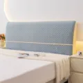 Light blue quilted bedhead cover stretch dustproof protector for wooden and soft beds detail - Bowknot Grey
