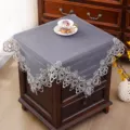 Dark grey lace dust cover cloth for small cabinet appliance protector breathable floral embroidered - Large European Edge / 56x56cm