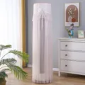 Pink lace floor standing round air conditioner dust cover elegant home decor detail - Bow Pink