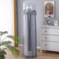 Vertical cylindrical air conditioner dust cover grey lace mesh bow home decor detail view - Bowknot Grey