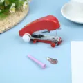 Portable mini handheld sewing machine, compact manual sewing tool for home use, red variant. - Red