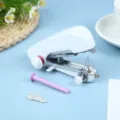 Portable Mini Handheld Sewing Machine White Variant with Pink Spool and Threader - White