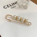 Pearl rhinestone gold safety pin brooch, elegant waist cincher and clothing anti-glare accessory. - 5.5cm Small / White