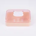 Plastic flip soap box with drainage layer, cute design for bathroom home storage use. - Pink