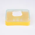 Plastic flip soap box with drainage design, durable soap holder for bathroom and home use. - Yellow