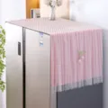 Pink lace refrigerator dust cover detail, delicate tulip floral decor, elegant home decor. - Single Door - L58*W58*Drop 60cm / Tulip Pink Fridge Covers