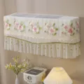 Copertura per condizionatore in pizzo antipolvere protezione sospesa con ricamo floreale. - Universale per 1-1,5 CV (lunghezza entro 86 cm) / Ibisco beige - uso senza rimozione