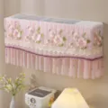 Copertura antipolvere in pizzo floreale rosa per condizionatore con frange di perline. - Universale per 1-1,5 CV (lunghezza entro 86 cm) / Ibisco rosa - uso senza rimozione
