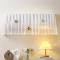 Detailed view of white mesh lace air conditioner dust cover featuring cute plush mushroom charms. - Stay-on AC Cover 1-1.5 HP (86cm) / Solid Color Small Tree