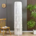 Cylindrical vertical air conditioner dust cover white cloud pattern lace tassel home decor - Cloud White Stay-on Cover