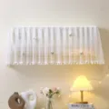 White lace air conditioner dust cover with cute green butterflies and tassel fringe details. - Stay-on AC Cover 1-1.5 HP (86cm) / Solid Color Butterfly