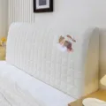 Thickened plush headboard cover universal soft cushion backrest protector cute cartoon style. - Headboard Width 2.2m / Crawling Bear Beige Headboard Cover