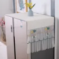 Housse anti-poussiere matelassee pour refrigerateur avec broderie dentelle noeud. - 55*130cm / Vert