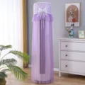 Vertical round air conditioner dust cover purple lace mesh protective cover breathable - Bow Purple