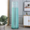 Mint green cylindrical vertical air conditioner cover detail with lace embroidery and mesh. - Stylish Green