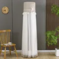 Detailed view of an elegant beige and white lace standing air conditioner cover. - Universal for Brands Air Conditioner Height 170 cm / Dancing Butterfly Light Coffee - TV-On Dustproof Style