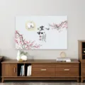 Chinese stijl TV stofdichte hoes elastische stof decoratieve wandhangende pruimenbloesem - Welvarend & vredig thuis D - Elastische tv-hoes
