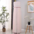 Copertura antipolvere per condizionatore verticale, vista dettagliata con tulle rosa e pizzo. - 180cm / Rosa