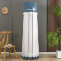 Vertical air conditioner dust cover lace mesh modern home decor cylindrical AC protector cover stand - Universal for Brands Air Conditioner Height 170 cm / Dancing Butterfly Blue - TV-On Dustproof Style