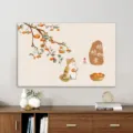 Chinese stijl TV stofhoes elastische stofdichte doek beschermer voor woonkamer - 32-39 inch universeel / Dikke gelukkige kat D - Elastische tv-hoes