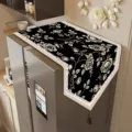 Vintage floral refrigerator dust cover with tassel, elegant black and cream top cloth - 55x135cm / Dark Night Rose