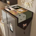 Mid-century vintage refrigerator dust cover cloth with tassel home decor appliance runner - 55x135cm / Floral Art Style